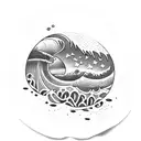 ocean wave stars barrel triangle sunset tattoo design idea