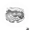 ocean wave stars barrel triangle sunset tattoo design idea