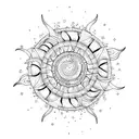 ocean wave barrel sun tattoo design idea