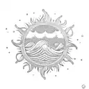 ocean wave barrel sun tattoo design idea