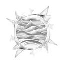 Ocean Wave sunset stars surf triangle tattoo design idea