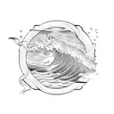 Ocean Wave Barrel tattoo design idea