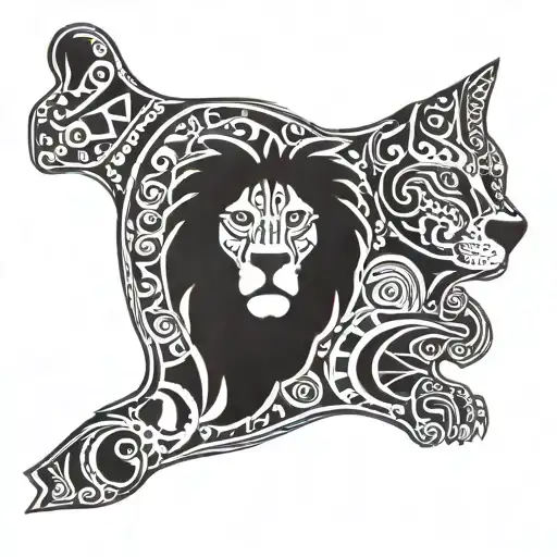 Dalmatian 3 lions head and māori tatoo tattoo design idea