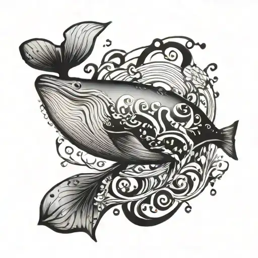 music, grunge , whale  tattoo design idea