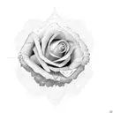 A dotwork rose with delicate geometric patterns in the background tattoo design idea