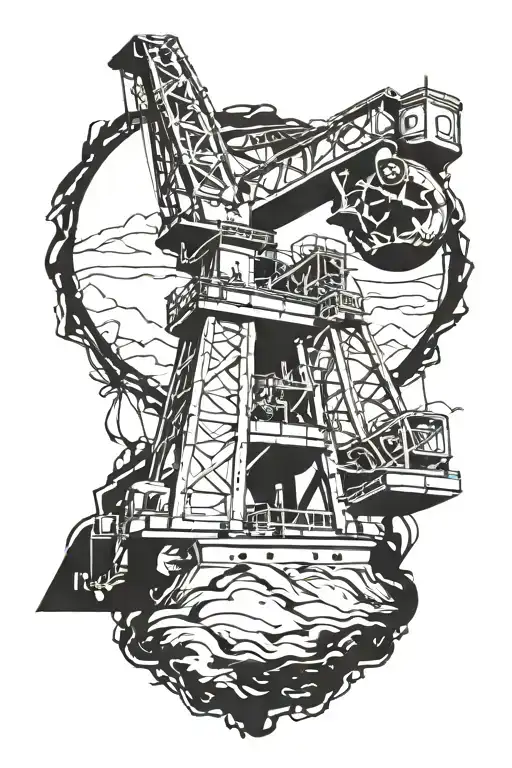 drilling rig tattoo design idea