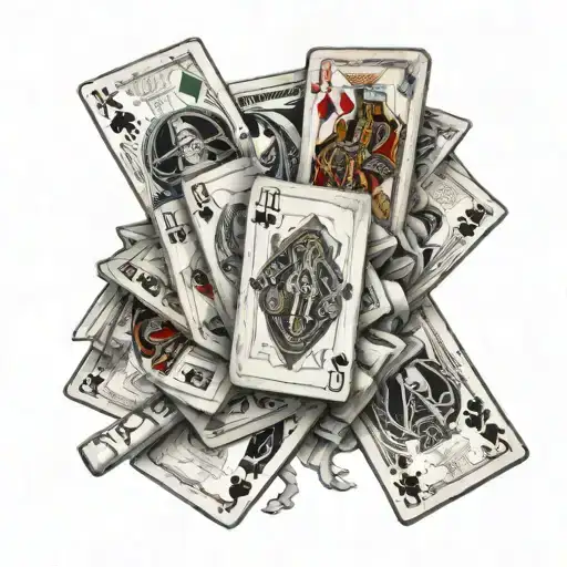 royal flush with money burning  tattoo design idea