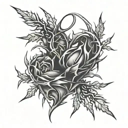 thorns in the shape of a heart  tattoo design idea