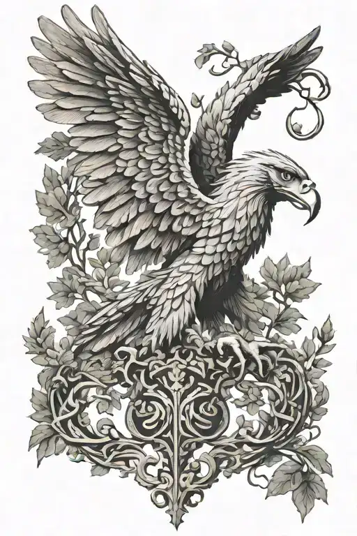 polish eagle Irish tree of life  tattoo design idea