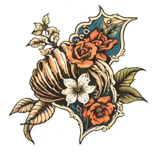 sea shell with flower tattoo tattoo design idea