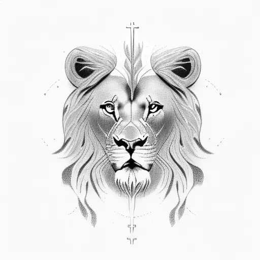 Christian Cross, lion, veil,  tattoo design idea