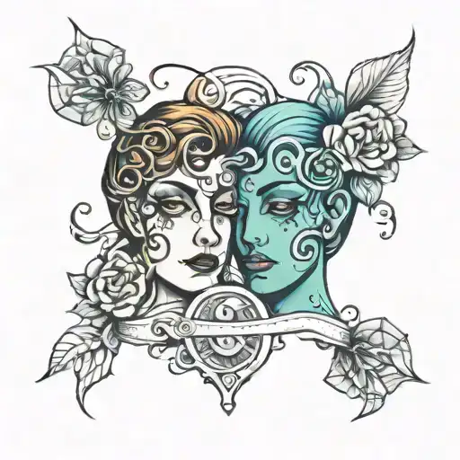 gemini two faced tattoos  tattoo design idea