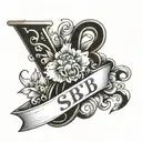 letter SB initials tattoo design idea