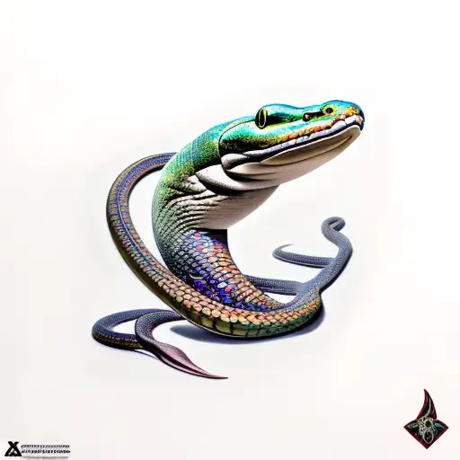 pit viper with moray eel tattoo design idea