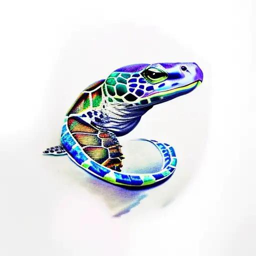 pit viper with sea turtle tattoo design idea