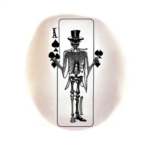 Tatu a skeleton stands in a top hat and with a cane throws playing cards away from him tattoo design idea