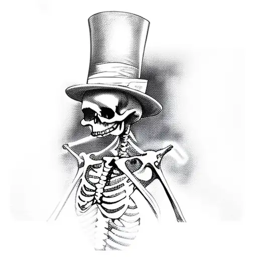 Tatu a skeleton stands in a top hat and with a cane throws playing cards away from him tattoo design idea