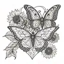 butterfly, sunflower, heart, f.l.y tattoo design idea