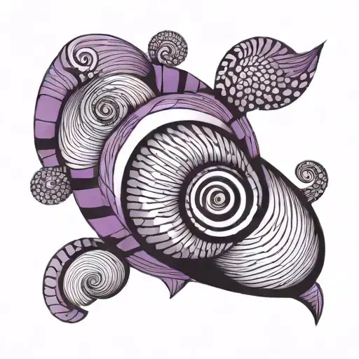 purple snail shell pattern tattoo design idea