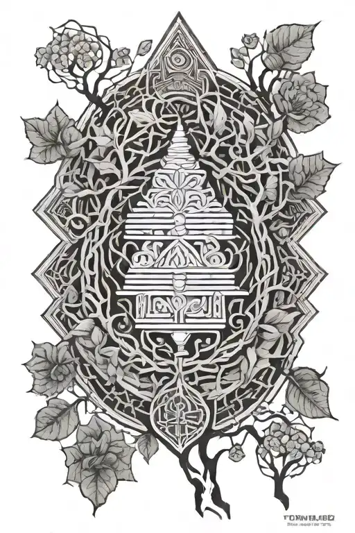 Buddhist tree tattoo design idea