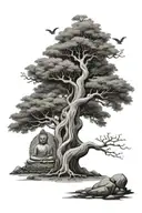 Buddhist tree tattoo design idea