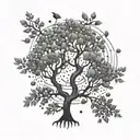 An intricate tattoo featuring binary code intertwined with tree branches symbolizing a passion for programming and nature tattoo design idea