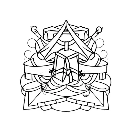 gift package and "present" combined tattoo design idea