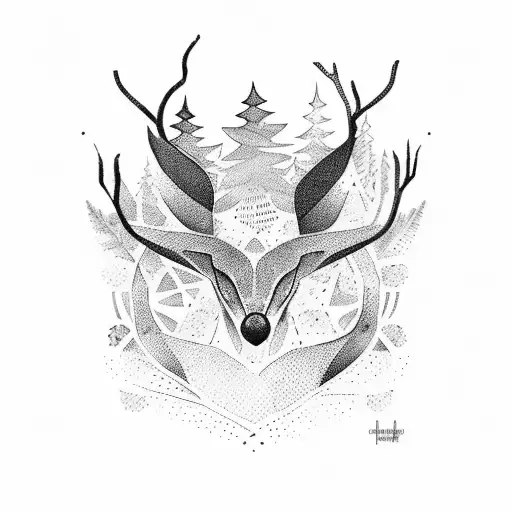 A silhouette of Artemis with a forest backdrop tattoo design idea