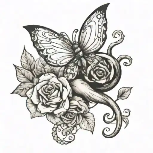 small tattoo for a girl, delicate, neat, black and white, mythical creature tattoo design idea