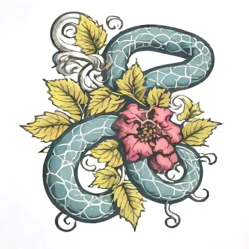 wine grapevines pharmacywith flowers intertwined symbolizing tattoo design idea