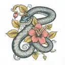 wine grapevines pharmacy snake with flowers intertwined tattoo design idea