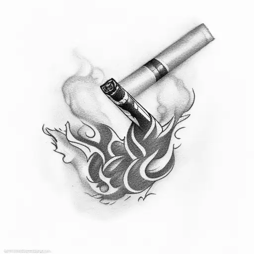 A Cigarette With Smoke Forming The XVXf2Fc1jfC3EAK6DeCg62 Dotwork Tattoo