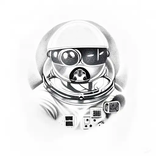 astronaut whit moon in the back tattoo design idea