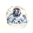 astronaut and moon back tattoo design idea