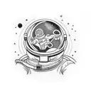 astronaut and moon back tattoo design idea