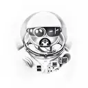 astronaut whit moon in the back tattoo design idea