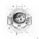 astronaut whit moon in the back tattoo design idea