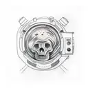 astronaut whit moon in the back tattoo design idea