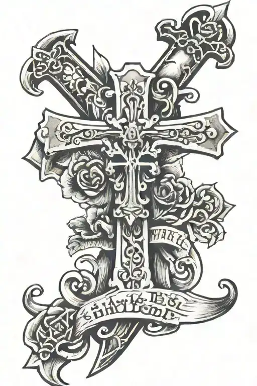 cross tattoo words father son and spirt  tattoo design idea