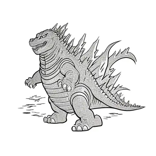 Godzilla and Gundam fight tattoo design idea