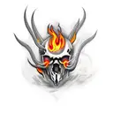 demon skull with fire tattoo design idea