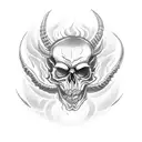 demon skull with fire tattoo design idea
