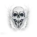 demon skull with fire tattoo design idea