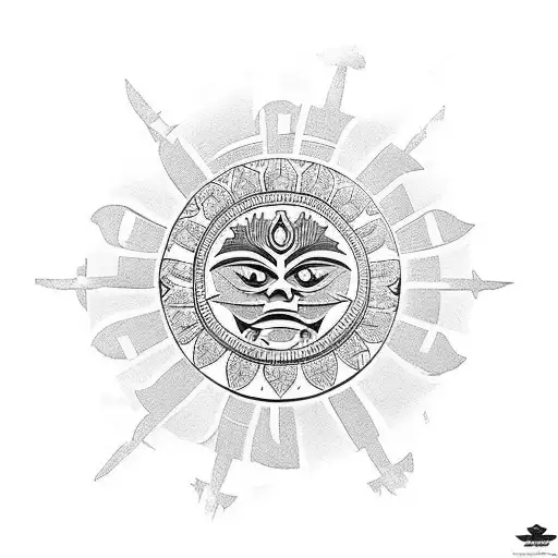 full sleeve left arm Filipino culture 3 stars and the sun eagle tribal tattoo design idea