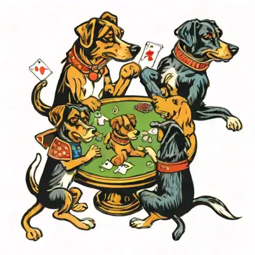 Dogs Playing Poker tattoo design idea