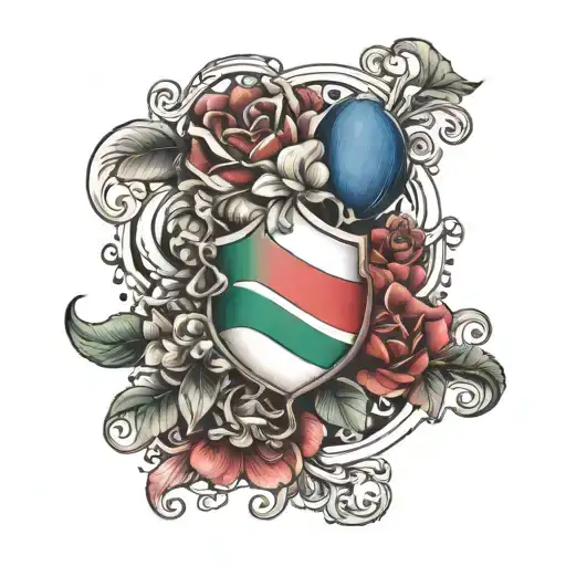 Create a tattoo featuring the names Franco, Alessandro, and Giulia intertwined with elements of Italy's flag tattoo design idea