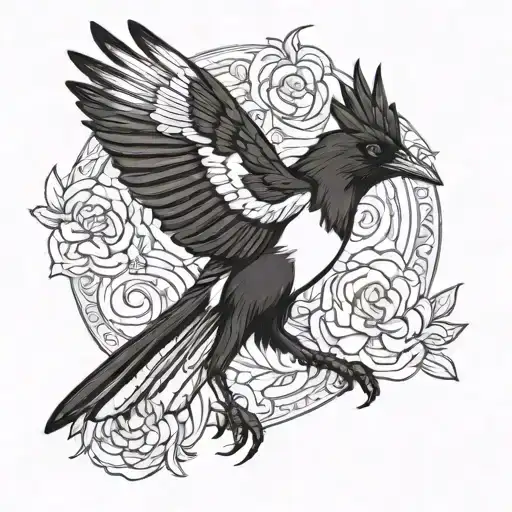 Magpie carrying afl tattoo design idea