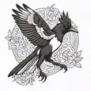 Magpie carrying afl tattoo design idea