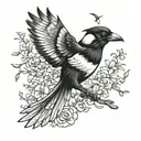 Magpie carrying afl tattoo design idea