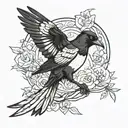 Magpie carrying afl tattoo design idea